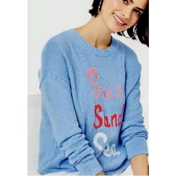 Lilly Pulitzer Women's Size L Pippy Blue Peri Sun Sand Sea Sweater - Picture 1 of 10